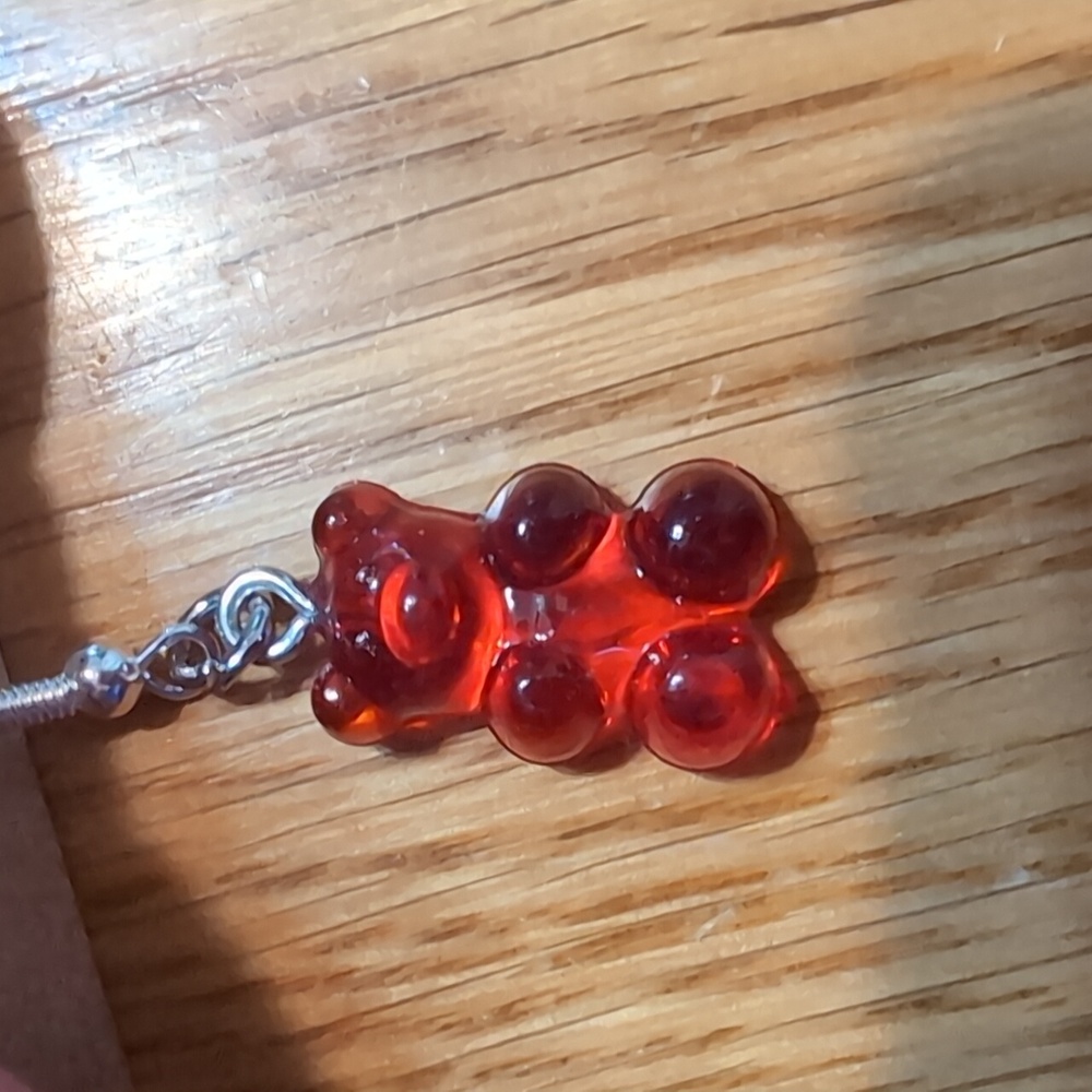 Red Gummy Bear Earrings - Picture 3 of 3